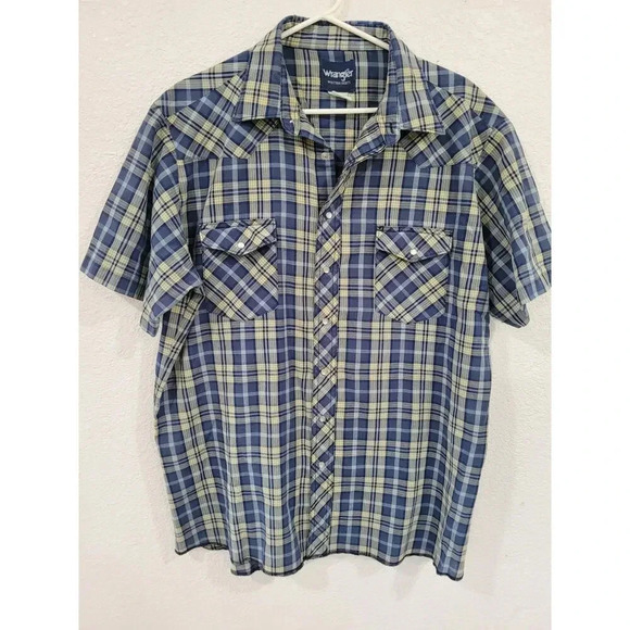 Vintage Wranglers Plaid‎ Men's Pearl Button Snap UP Shirt size XL #4 - Picture 1 of 3